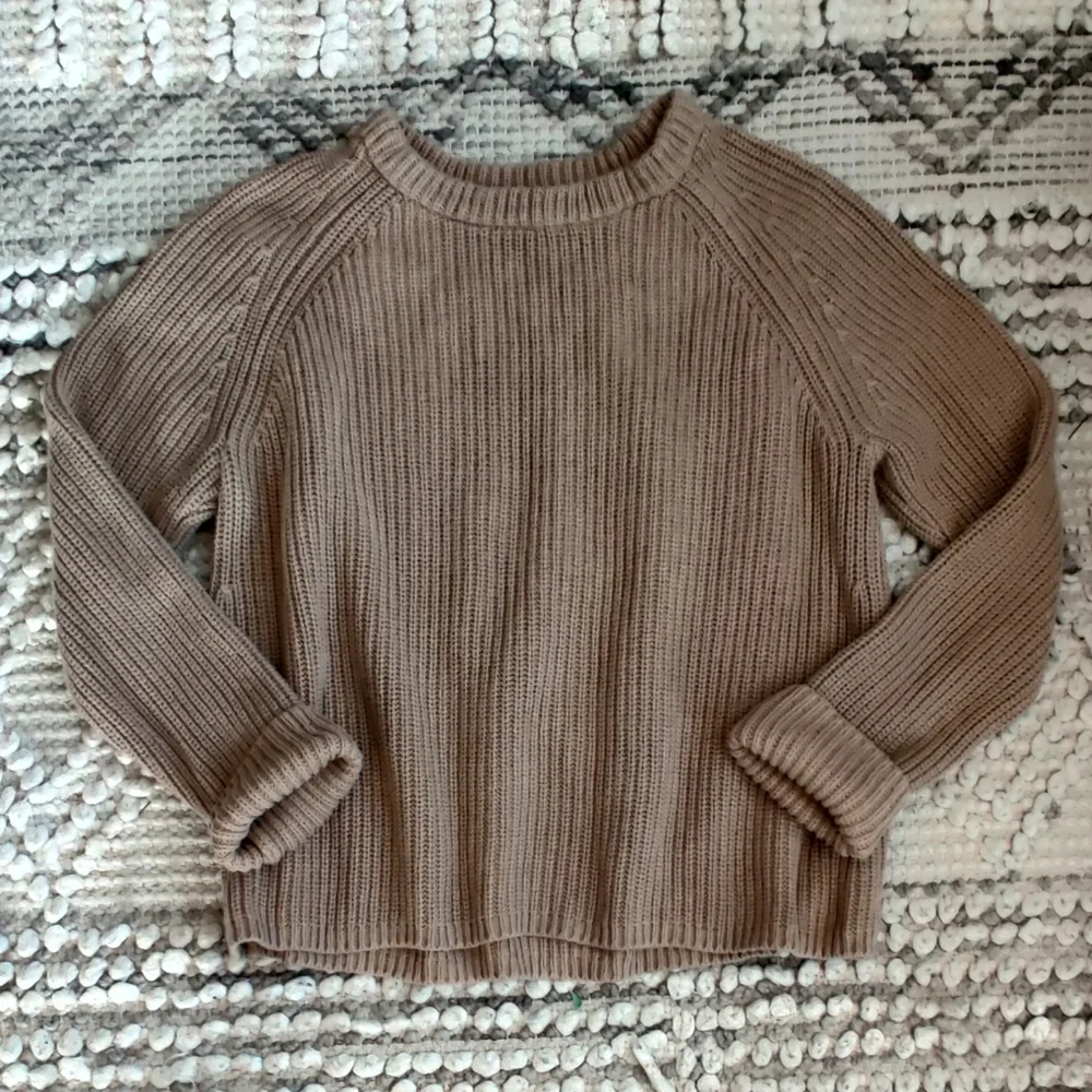 Quince 100% Organic Cotton Fisherman Crew Sweater In Camel Size Large - Picture 4 of 7
